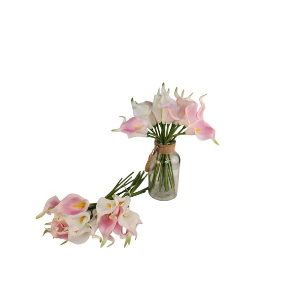 Blush Pink and White Faux Calla Lily Stems 15 Inch Wedding Artificial Flowers Bu - Picture 10 of 10
